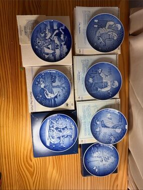 Lot of 7 Vintage Bing & Grondahl Children’s Day Plates 1985-1993 W/ Boxes